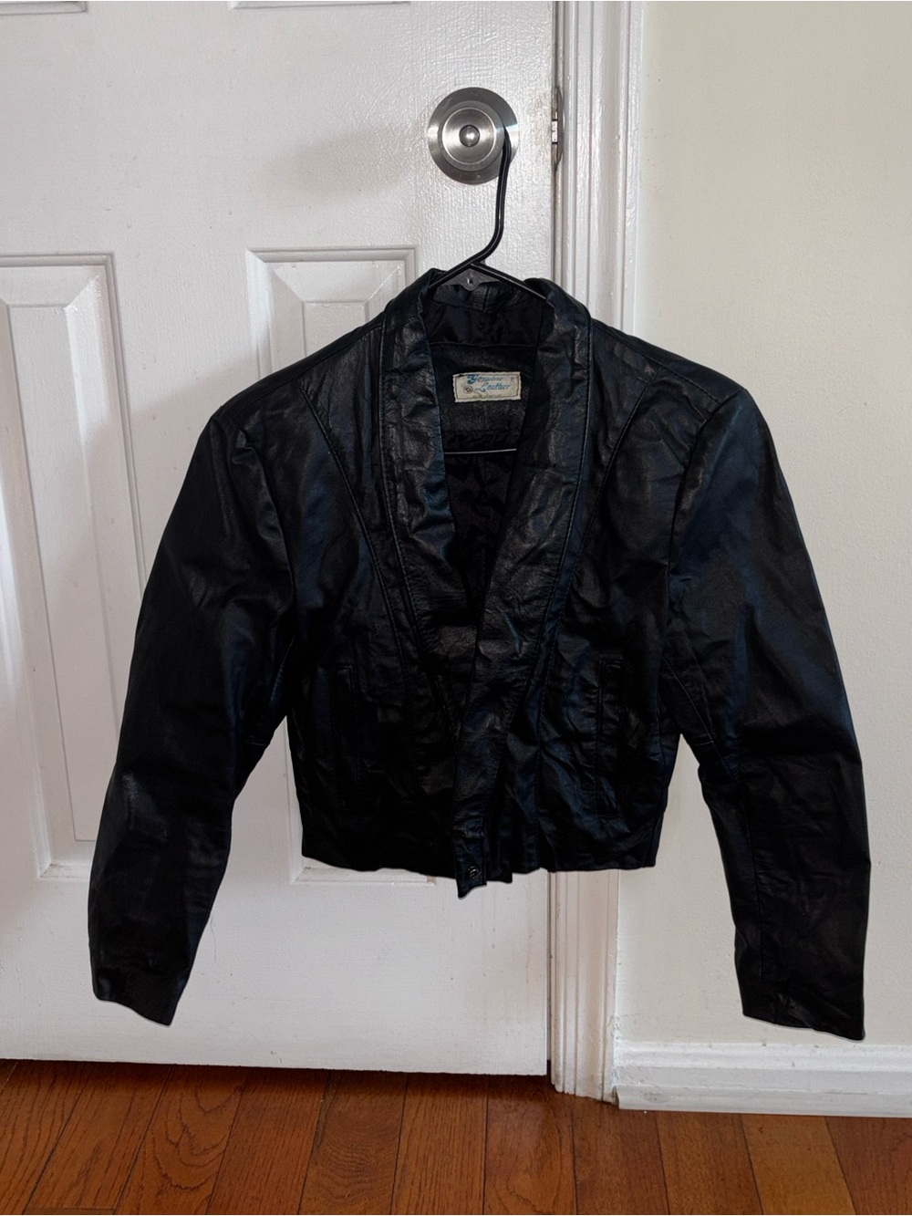 Women’s Black Leather Cropped Jacket
